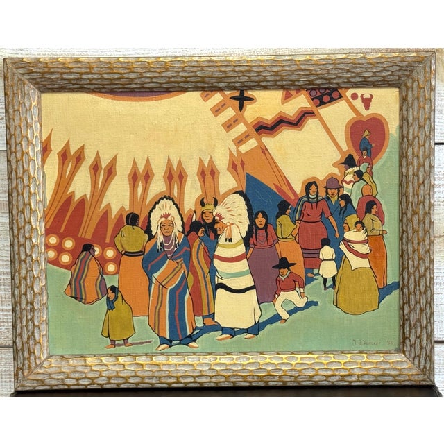 Joseph Bidzinski (American, 20th C.) Native American Ceremonial Procession, 1950 For Sale - Image 13 of 13