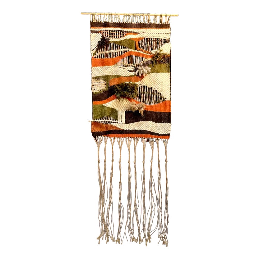Spanish Hand-Woven Macramé Wall Tapestry, 1960s | Chairish