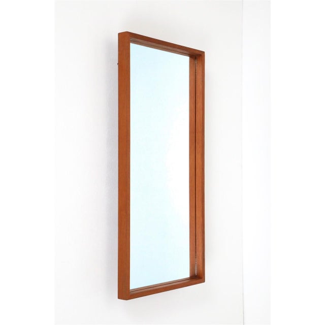 Brown Mid-Century Danish Minimalist Teak Wall Mirror, 1970s For Sale - Image 8 of 8