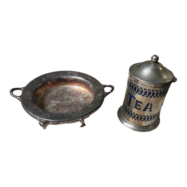 1970s Silver Ashtray and Tea Jar Pair For Sale