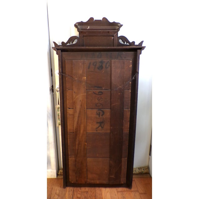 Antique Victorian Broken Arch Pediment Hall Mirror Walnut Eastlake Pier Mirror For Sale - Image 10 of 11
