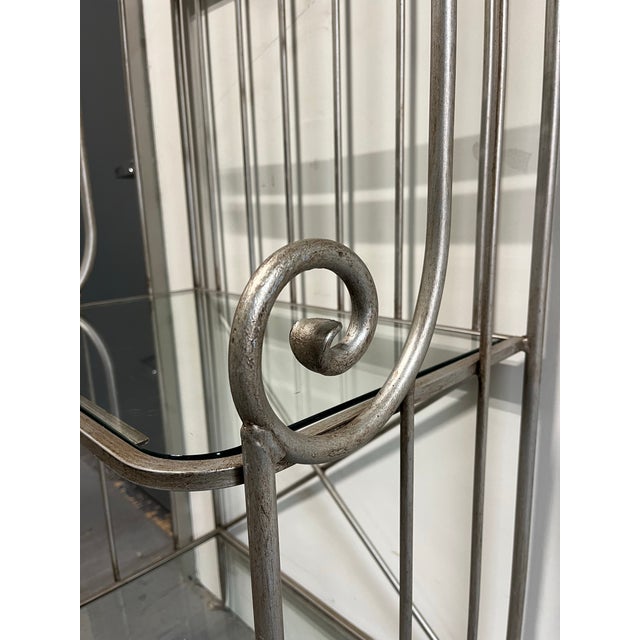 Claudio Rayes Vintage Iron Etagere Glass Shelves For Sale - Image 4 of 6