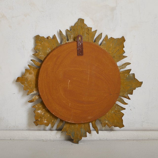 French Sunburst Wall Mirror with Red Talosel Inlay by Irena Jaworska, 1960s For Sale - Image 9 of 10
