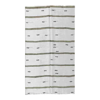 Striped Vintage Black White Hemp Rug - 5`9" X 10`8" For Sale