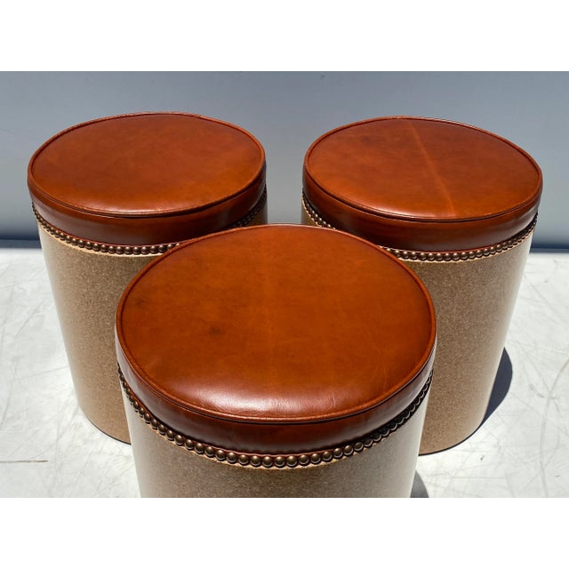 Cork and Leather Stool For Sale In Los Angeles - Image 6 of 13