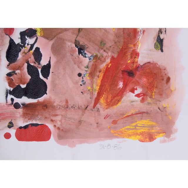 Paint Sepia Abstract Expressionist Composition in Acrylic on Paper by Ricardo De Silva For Sale - Image 7 of 7