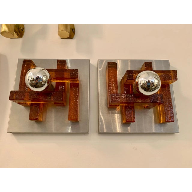 Poliarte Italian Murano Glass 1960s Wall Lights - A Pair For Sale - Image 10 of 13