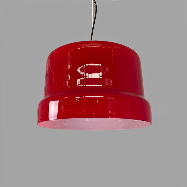 Mid-Century Modern Italian Red and White Chandelier with Bead Decoration, 1960s For Sale - Image 14 of 16
