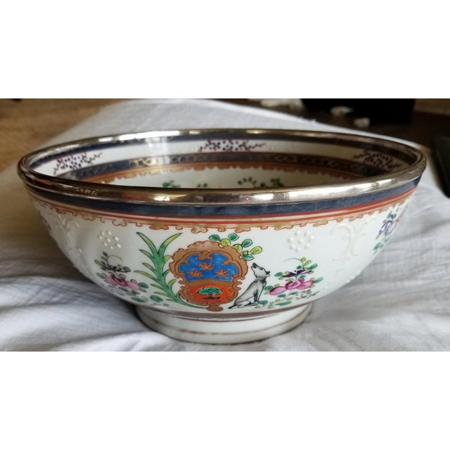 Edmé Samson Antique Sterling Silver Rimmed Samson Amorial Bowl For Sale - Image 4 of 7