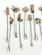 Metal Vintage Abalone Cocktail Picks – Set of 11 Iridescent Mid-Century Appetizer Forks With Organic Shapes For Sale - Image 7 of 7