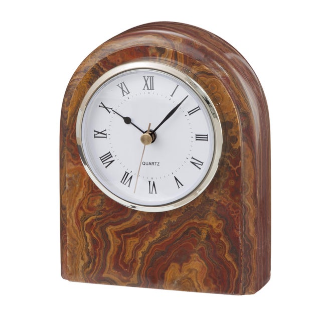 A Polaris Collection Saffron Brown Onyx Desk Clock.