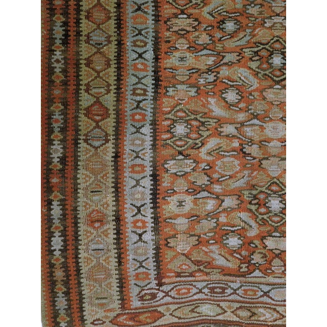 Copper 1920s Antique Persian Senneh Kilim Flatweave. 4'x 5'10" For Sale - Image 8 of 13