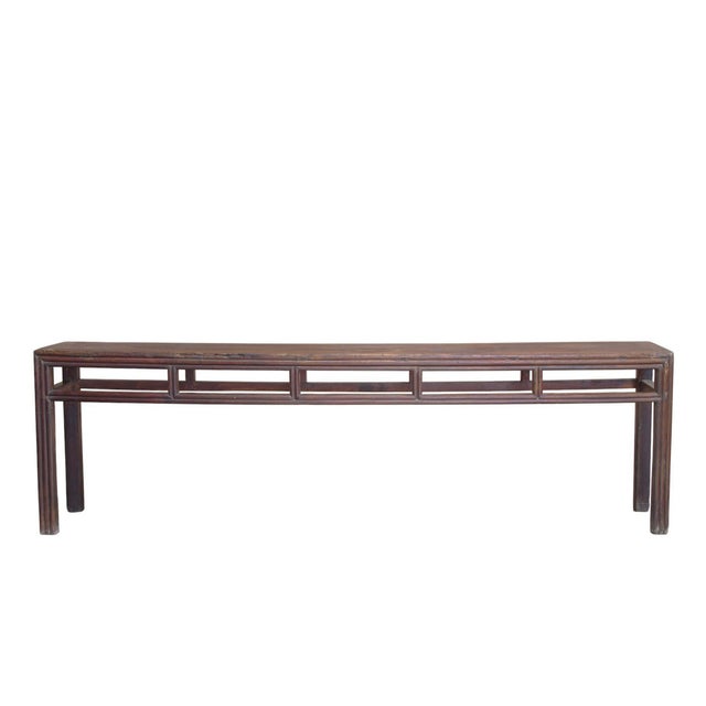 Chinese Antique Chinese Elm Console Table, 9.6' Long – Qing Dynasty For Sale - Image 3 of 13