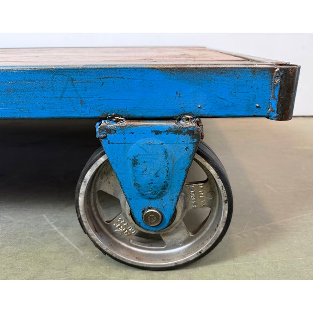 Blue Large Industrial Blue Coffee Table Cart, 1960s For Sale - Image 8 of 16