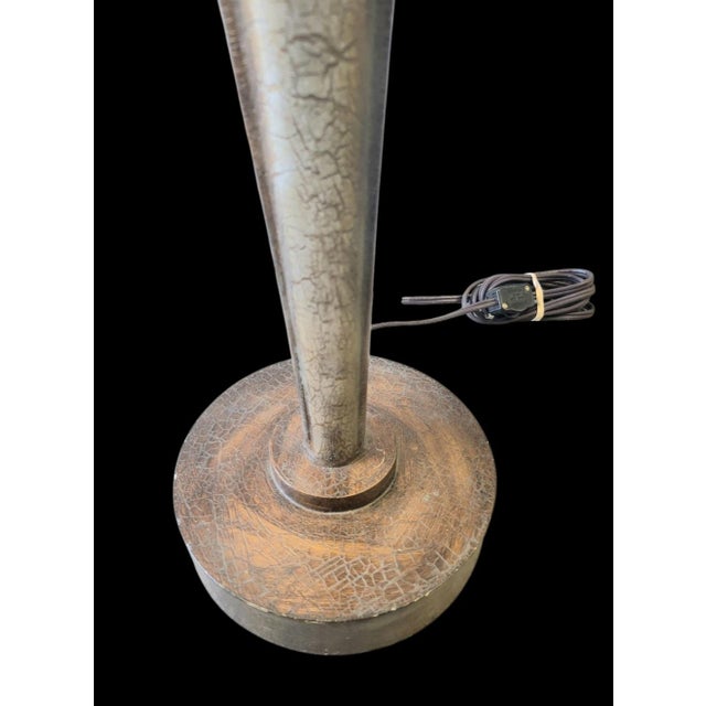 1960s Sculptural Mid Century Modern Postmodern Textured Bronze Tapered Table Lamp For Sale - Image 10 of 12