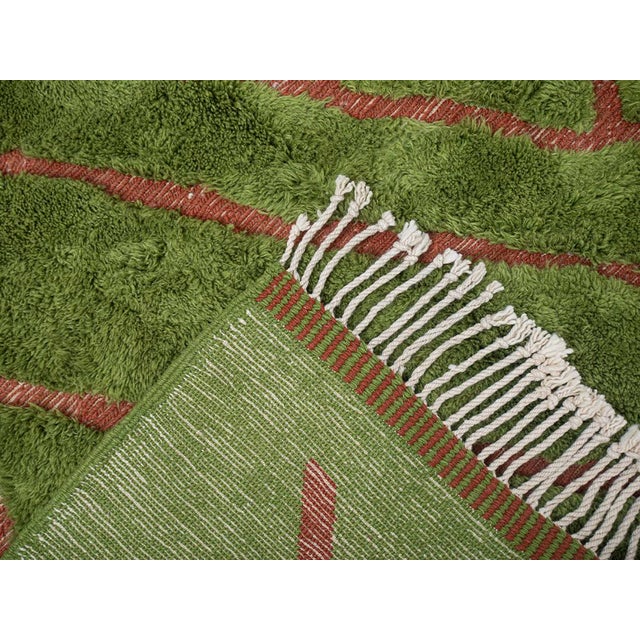 Green Hand-Knotted Wool Rug by Azele Studio For Sale - Image 8 of 9