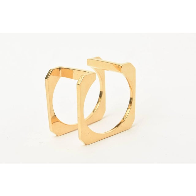 Gold Vintage Gold Plated Sculptural and Architectural Modernist Cuff Bracelet For Sale - Image 8 of 10