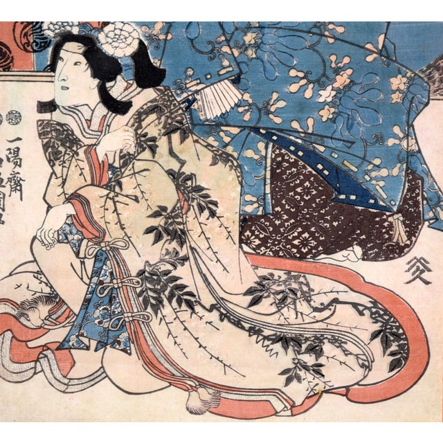 Two Actors - Japanese Woodblock by Chikanobu Yoshu For Sale In Monterey, CA - Image 6 of 6