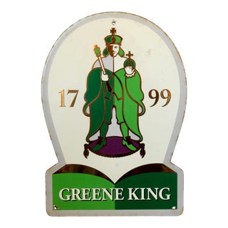 Vintage Mid-Century English Greene King Brewery Pub Sign For Sale