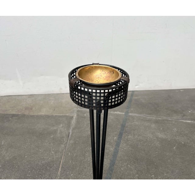 Mid-Century Modern Tripod Standing Ashtray with Perforated Metal, 1960s, in Very Good conditions. Designed 1960 to 1969
