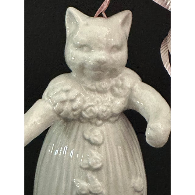 Vintage 2003 White Porcelain Cat/Kitten Ballerina Shaped Bell For Sale - Image 4 of 8