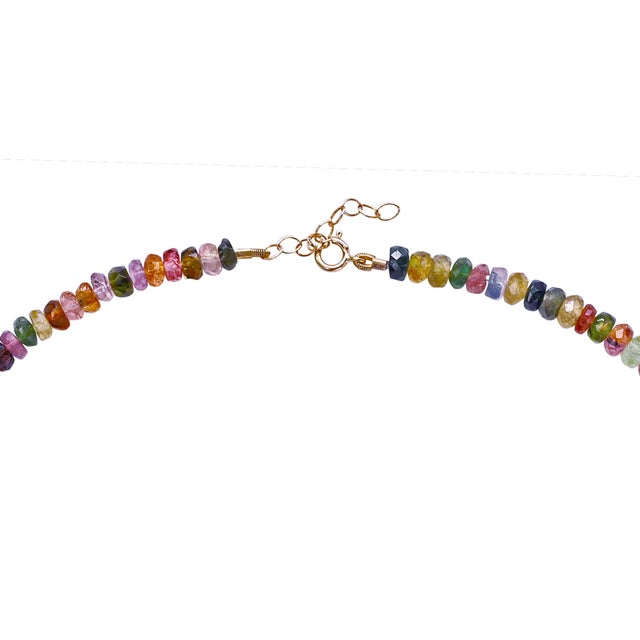 Metal Birthstone October Tourmaline Gold Bead Necklace For Sale - Image 7 of 7