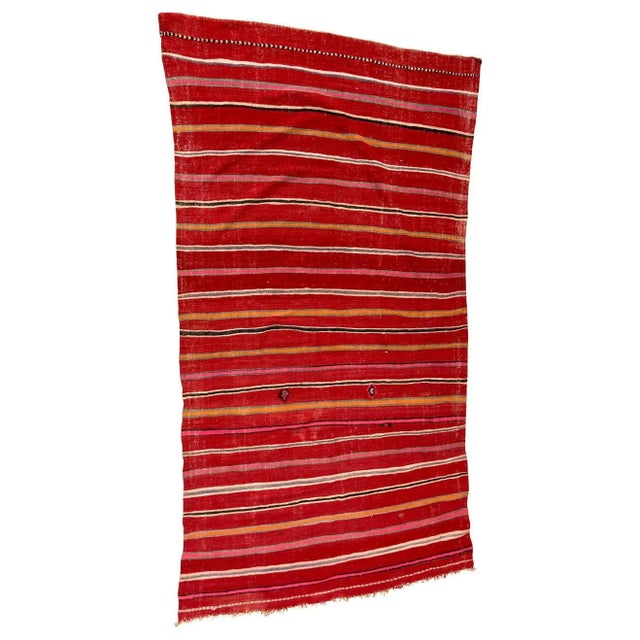 1960s Moroccan Vintage Flat-Weave Ethnic Textile Rug For Sale - Image 13 of 13
