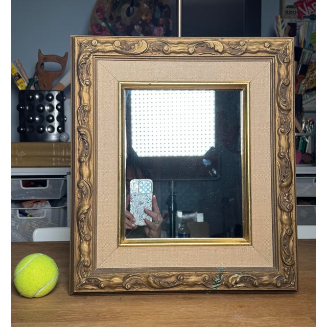 Vintage French Provincial Style Bronze Finish and Matted Accent Wall Mirror For Sale - Image 10 of 11