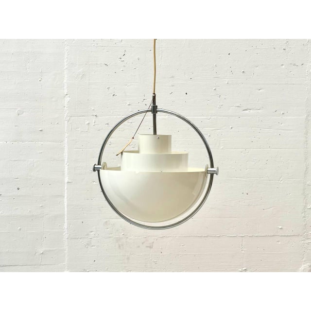 Silver Pendant Lamp with Chrome Ring by Louis Weisdorf for Lyfa, Denmark, 1960s For Sale - Image 8 of 18