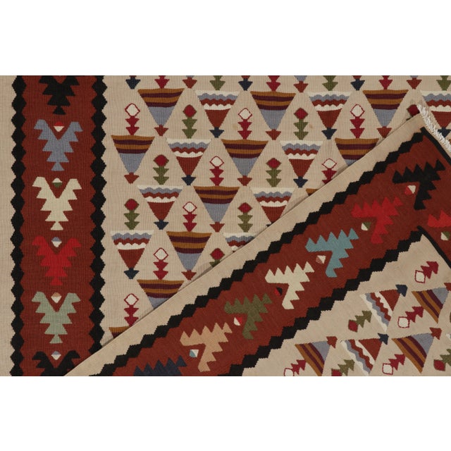 1920s Antique Tribal Kilim in Red, Blue and Greige Geometric Pattern For Sale In New York - Image 6 of 7