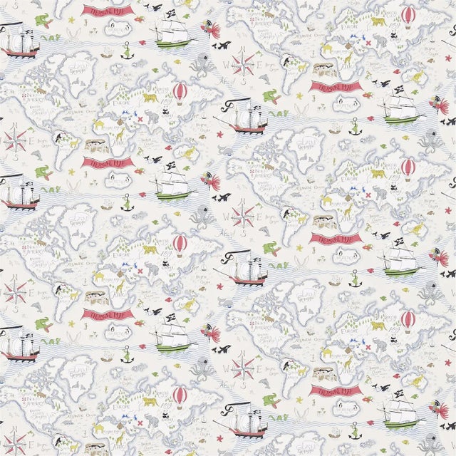 Sanderson Treasure Map Wallpaper in Vanilla/Multi - a Sample For Sale
