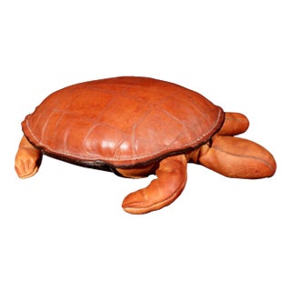 Vintage MCM Leather Small Model of a Turtle For Sale