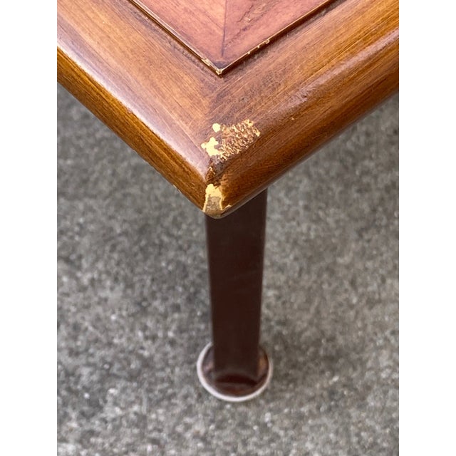 1980s Mid-Century Styled Coffee Table With Beveled Glass Insert For Sale In San Francisco - Image 6 of 9