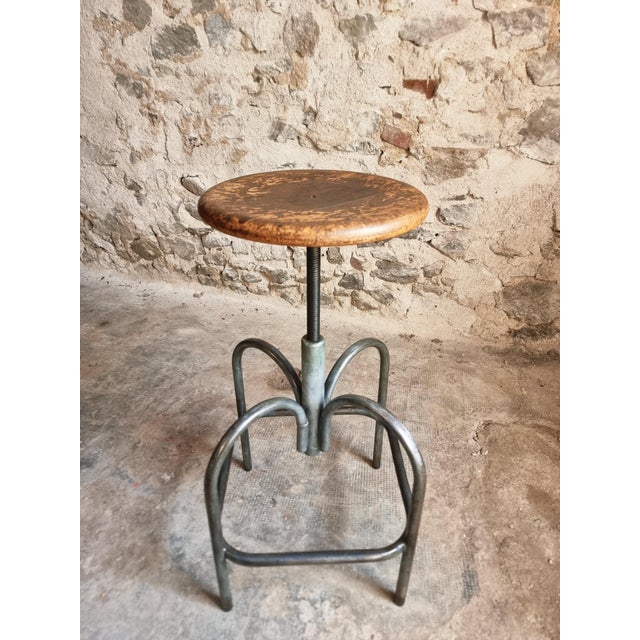 Vintage Industrial French Stool from Heliolith, 1950s For Sale - Image 11 of 18