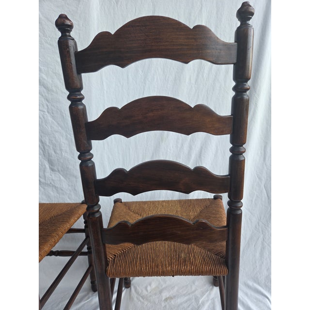 Wood 1960s Tell City Ladder Back, Rush Seat Chairs (Pair) For Sale - Image 7 of 10