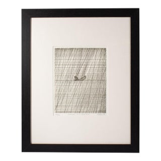 1982 “Fisherman in a Rainstorm” Abstract Etching by Art Hansen For Sale