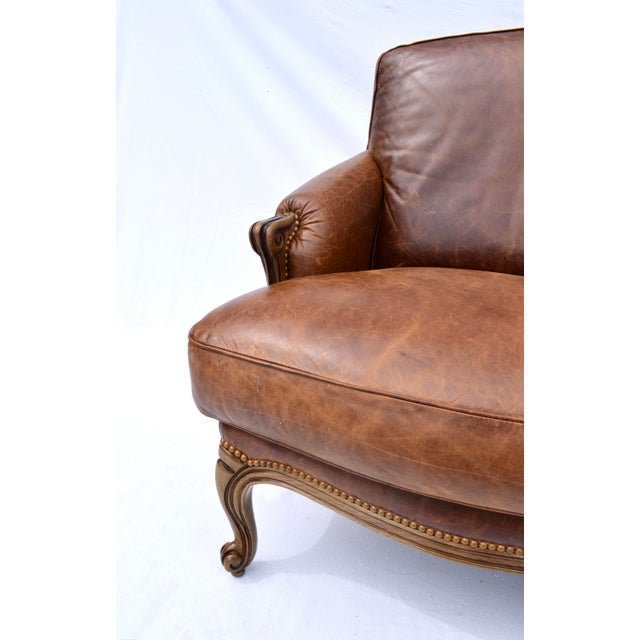 Vintage Leather Loveseat After Restoration Hardware, Usa For Sale - Image 12 of 12