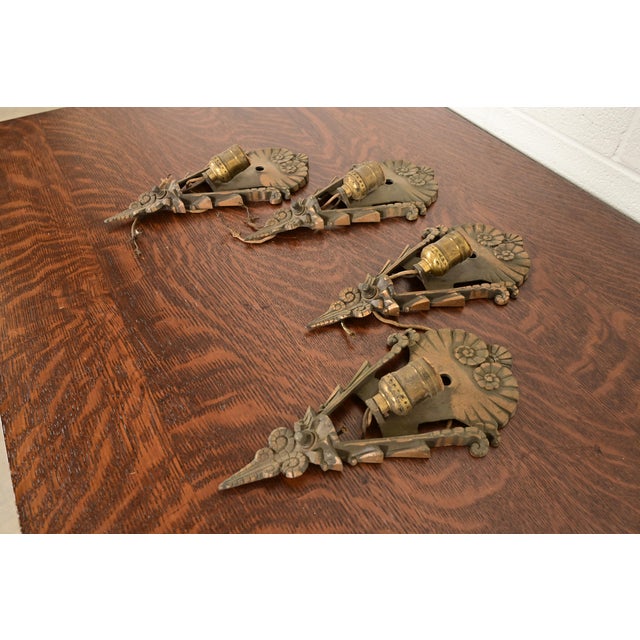Art Deco 1930s Mid-West Art Deco Bronze Soleure Wall Sconces, Set of Four For Sale - Image 3 of 10