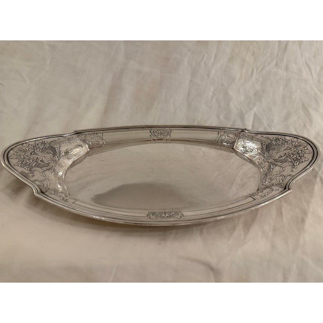 Early 20th Century Antique Tiffany & Co. Sterling Silver Oval Dish With Ornate Floral Handle For Sale - Image 5 of 10