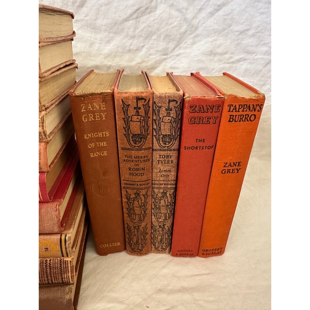 American Group of 20 Assorted Shades of Red Antique Books For Sale - Image 3 of 5