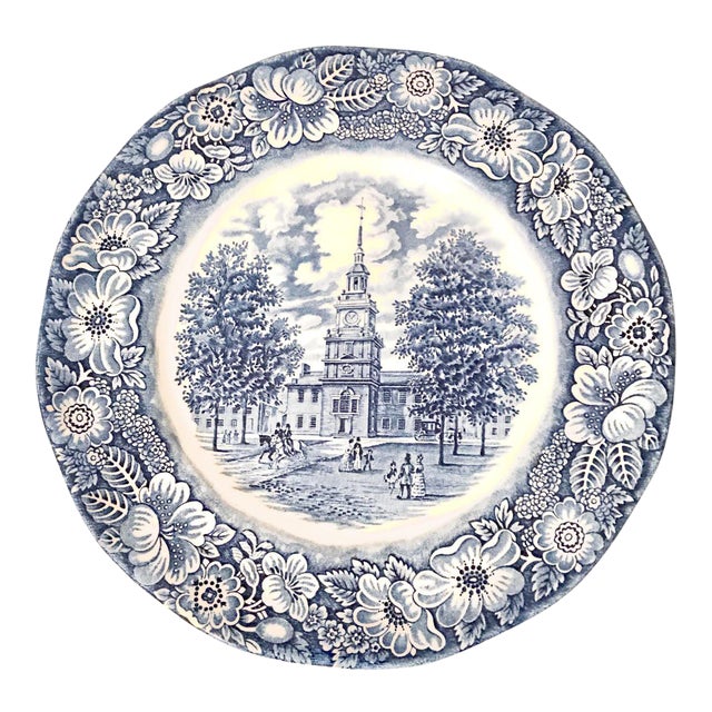 English Staffordshire Liberty Blue Independence Hall Decorative