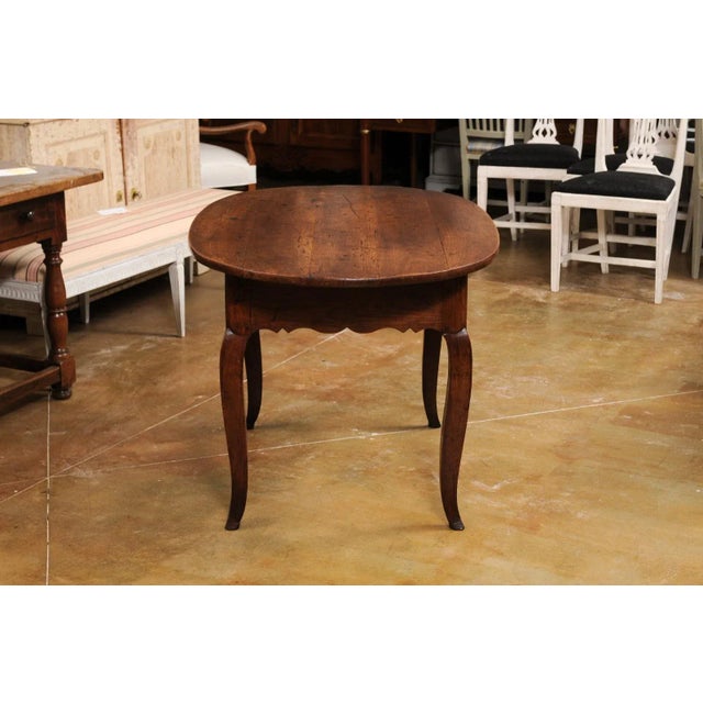 French 1830s Louis XV Style Center Table with Cabriole Legs and Carved Apron For Sale - Image 9 of 13