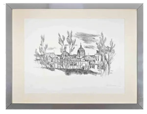 Mihu Vulcanescu, Roman Landscape, Original Etching, 1972