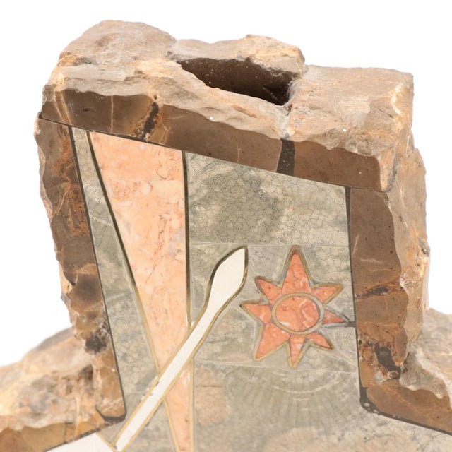 Joseph A. De Castro "Tribal Jar" Native American Southwest Sculpture Stone Inlay Vessel For Sale - Image 4 of 8