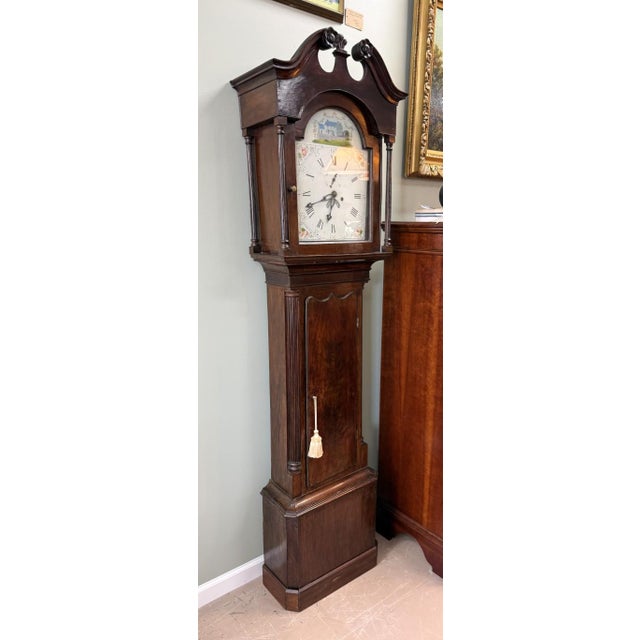 American Early American Grandfather Clock Attributed to James Wilson With Hand-Painted Clock Face For Sale - Image 3 of 14