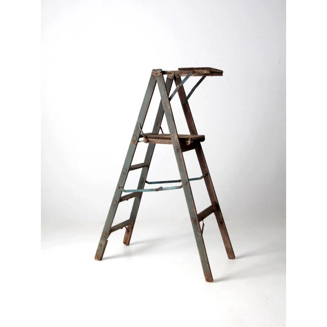 Vintage Wooden Platform Ladder For Sale - Image 13 of 13