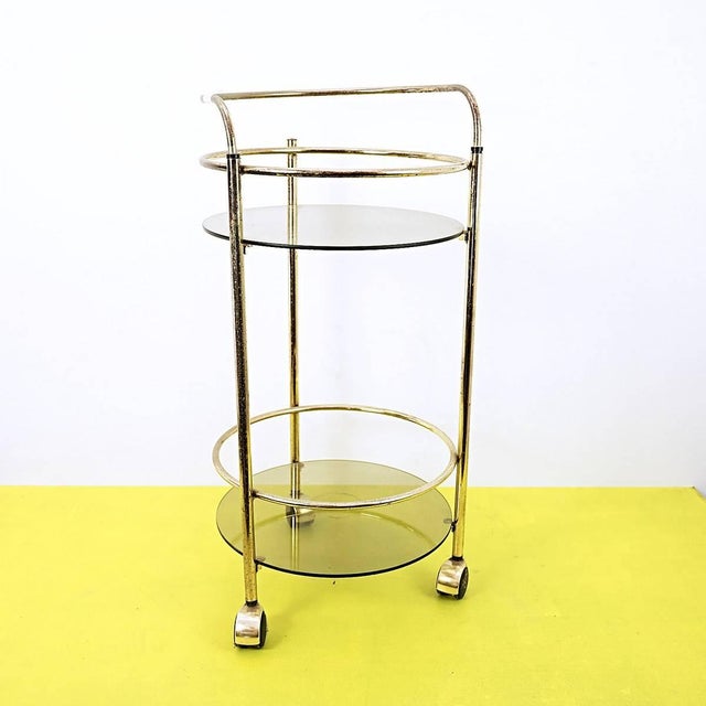 Smoke Glass and Metal Serving Trolley For Sale - Image 5 of 5