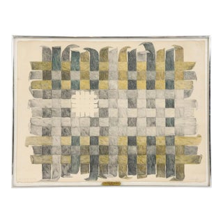 Late 20th Century Modernist Geometric Textile Drawing Signed For Sale