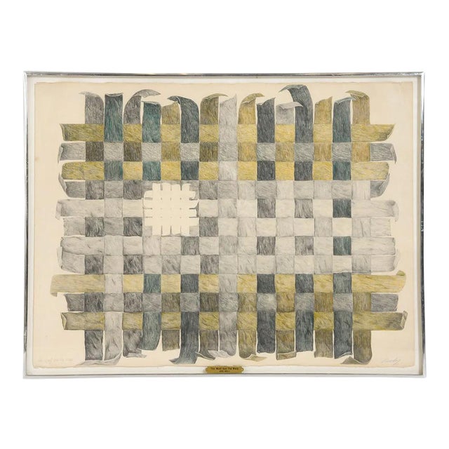 Late 20th Century Modernist Geometric Textile Drawing Signed For Sale