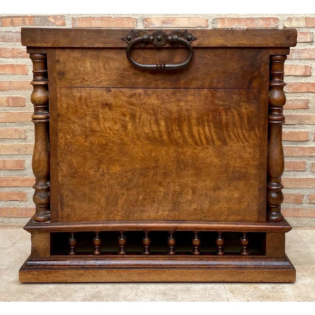 Antique Solid Wood Chest with Turned Columns, 1920s For Sale - Image 4 of 12